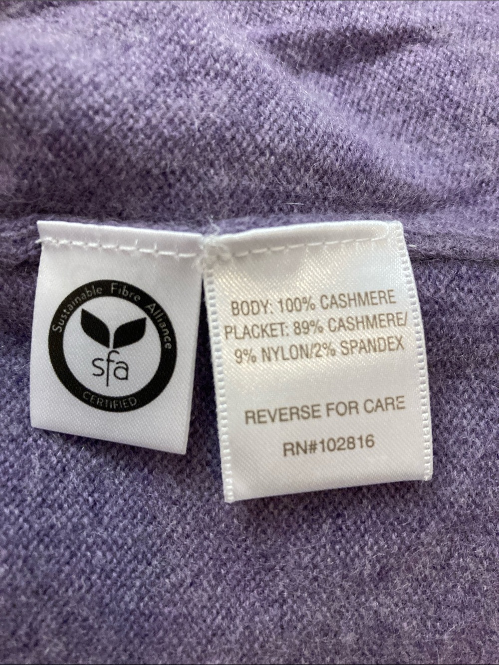 Garnet Hill Lavender Button-Up Cashmere Collared Sweater - Picture 5 of 5